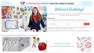 Homepage for Creativebug an online art and craft class.