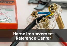 electrical wires in front of black text box with white lettering reading Home Improvement Reference Center